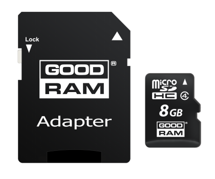 Karta pamięci GOODRAM 8GB microSDHC zapis5MB/s odczyt15MB/s+adapter